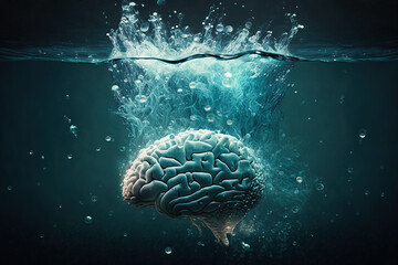 Research of human brain immersed in cold water, generative ai