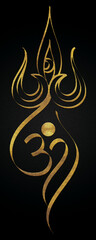 Om golden symbol hindi calligraphy design banner - obrazy, fototapety, plakaty