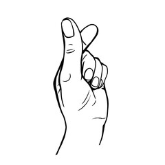 International hand gesture love, heart. Black and white illustration, linear drawing