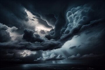 Dramatic sky background, thunderclouds in stormy weather, dark gray sky, moody natural cloudscape