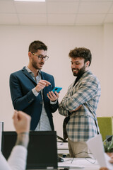 Two business partners innovating at the office