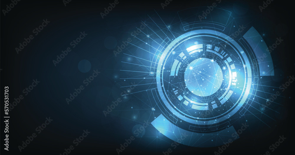 Aufkleber Digital circle background. The image Digital circle on dark blue background.High-tech connection system concept.
