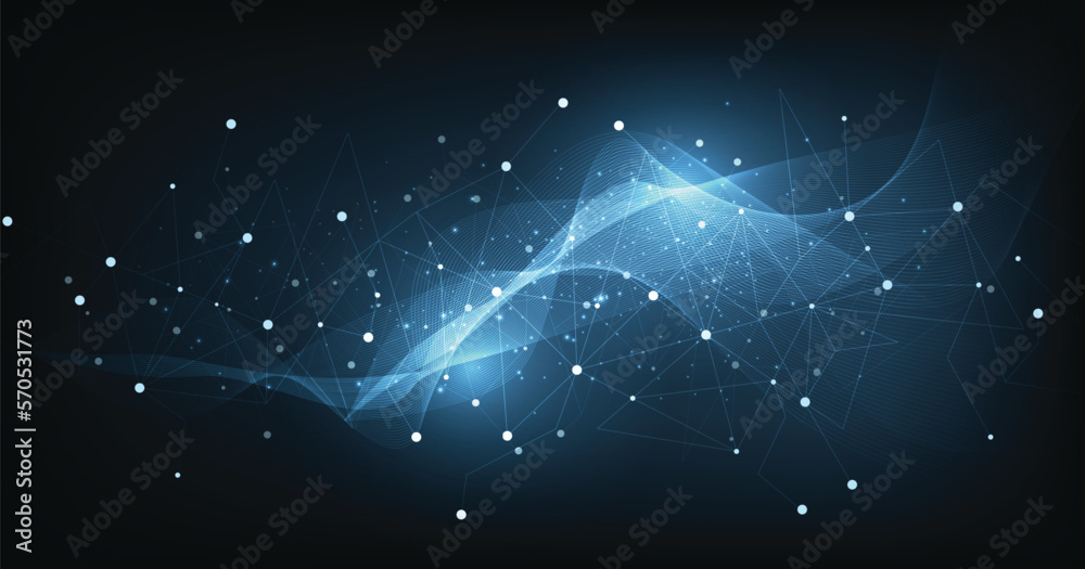 Poster Network Connection concept.Internet connection high digital technology on dark blue background with connecting points and lines. Vector illustration EPS 10.	