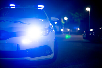 Police car with emergency lights on