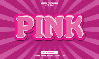 PINK words editable 3d text effects template, stylish font vector illustration