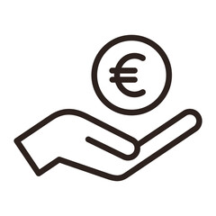 Hand holding euro, save money icon, salary money, invest finance symbol - 570533157