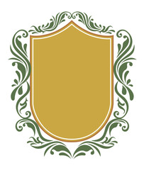 エンブレム風のオリエント柄、アラベスク柄、ダマスク柄の飾り罫ビンテージのフレーム