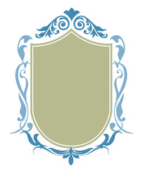 エンブレム風のオリエント柄、アラベスク柄、ダマスク柄の飾り罫ビンテージのフレーム