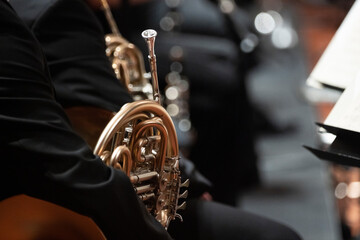 Obraz premium French horn players counting endless rests and waiting for their turn to shine