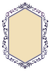 エンブレム風のオリエント柄、アラベスク柄、ダマスク柄の飾り罫ビンテージのフレーム