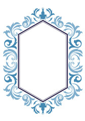 エンブレム風のオリエント柄、アラベスク柄、ダマスク柄の飾り罫ビンテージのフレーム