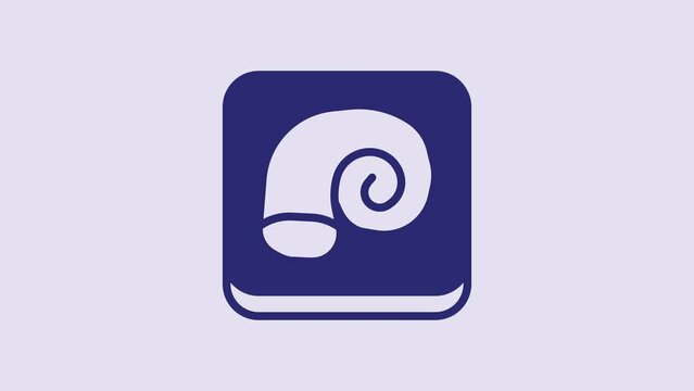 Blue Octopus on a plate icon isolated on purple background. 4K Video motion graphic animation