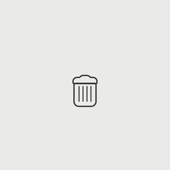 Trashcan solid art vector icon isolated on white background.  filled symbol in a simple flat trendy modern style for your website design, logo, and mobile app