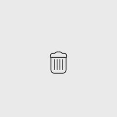 Trashcan solid art vector icon isolated on white background.  filled symbol in a simple flat trendy modern style for your website design, logo, and mobile app