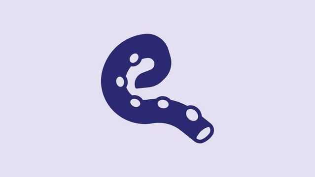 Blue Octopus of tentacle icon isolated on purple background. 4K Video motion graphic animation