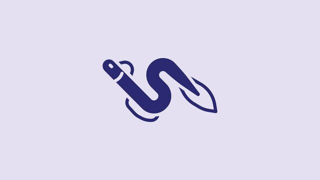 Blue Eel fish icon isolated on purple background. 4K Video motion graphic animation