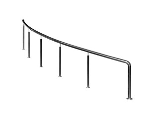 Curved stainless steel railings.