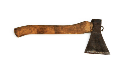 Tool. Axe for wood processing, white background
