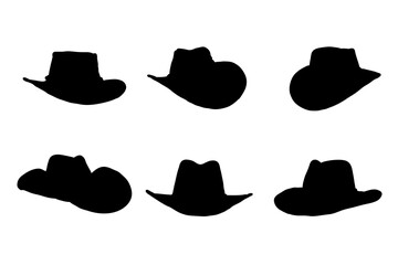 Set of silhouettes of cowboy hats vector design