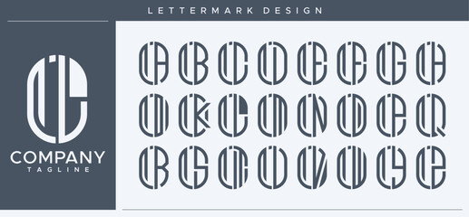 Modern line abstract tube capsule initial L LL letter logo set