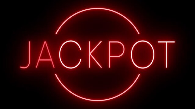 Flickering red retro neon sign glowing against a black background