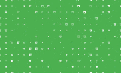 Seamless background pattern of evenly spaced white instant noodles symbols of different sizes and opacity. Vector illustration on green background with stars