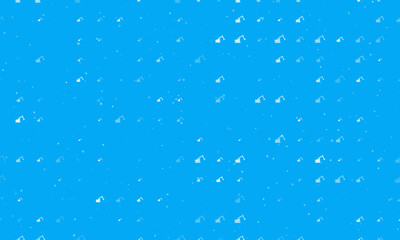 Seamless background pattern of evenly spaced white excavator symbols of different sizes and opacity. Vector illustration on light blue background with stars