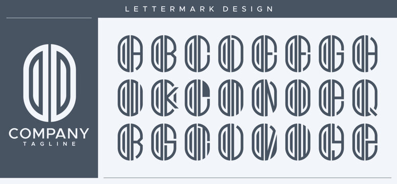 Modern line abstract tube capsule initial O OO letter logo set