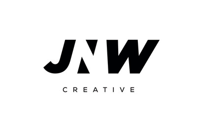 JNW letters negative space logo design. creative typography monogram vector