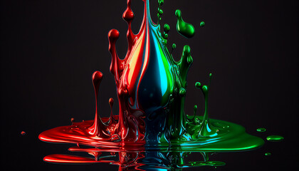 Droplet of Metallic Paint, Generative AI, Colorful, Desktop, Background