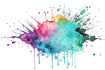Fototapeta premium Watercolor paint splashes transparent, Generative AI
