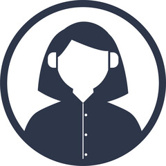 Female user avatar icon in black colors. Person signs illustration.