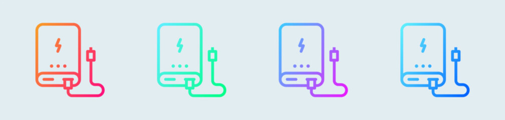 Powerbank line icon in gradient colors. Power supply signs vector illustration.