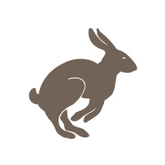 silouete bunny jumping brown color vector illustration