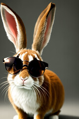 Fototapeta na wymiar cute rabbit with sunglasses created with Generative AI technology