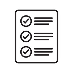 Checklist vector icon in line art style. Document icon, questionnaire icon, illustration isolated on white background for graphic and web design.