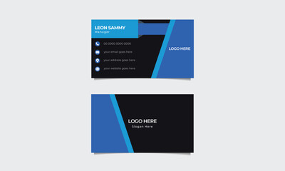 Name card template with the blue element.vector design.