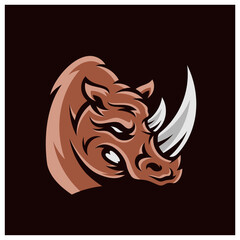Rhino head mascot esport logo template, Rhino logo design vector