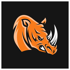 Rhino head mascot esport logo template, Rhino logo design vector