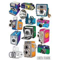camera illustration for print