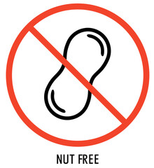 Nut free icon. Stickers and icons for allergen free products. Vector illustration.