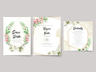 Elegant white floral wedding invitation card