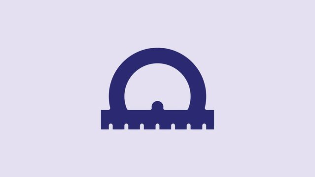 Blue Protractor grid for measuring degrees icon isolated on purple background. Tilt angle meter. Measuring tool. Geometric symbol. 4K Video motion graphic animation