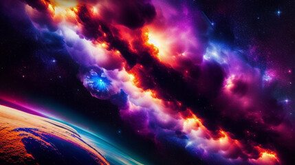 幻想的な宇宙、惑星、オーラ、星、星屑、fantastic universe, planets, auras, stars, stardust,
