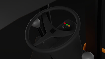 3D concept forklift steering wheel and control panel