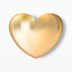 Gold realistic heart vector icon. Romantic symbol of Love
