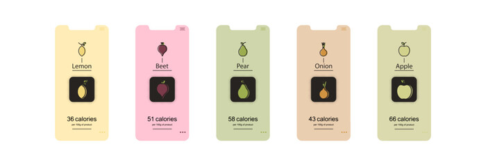 The concept of the application of calorie content of fruits and vegetables.