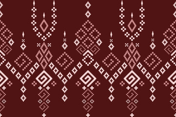 Red traditional ethnic pattern paisley flower Ikat background abstract Aztec African Indonesian Indian seamless pattern for fabric print cloth dress carpet curtains and sarong