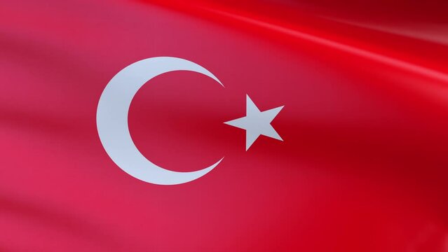 Turkey flag background waving seamless loop 4k animation of Turkish flag waving background, with wind and cloth effects, seamless loop