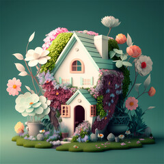 Bouquet of flowers on a house